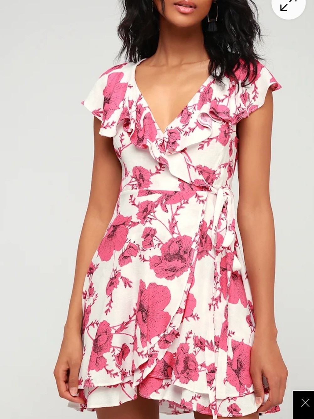 Free People White and Red Floral Wrap Midi Dress - Picture 7 of 7
